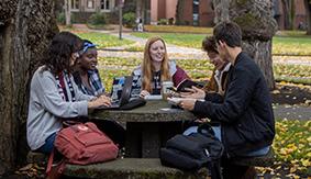 SPU Students studying in Tiffany Loop
